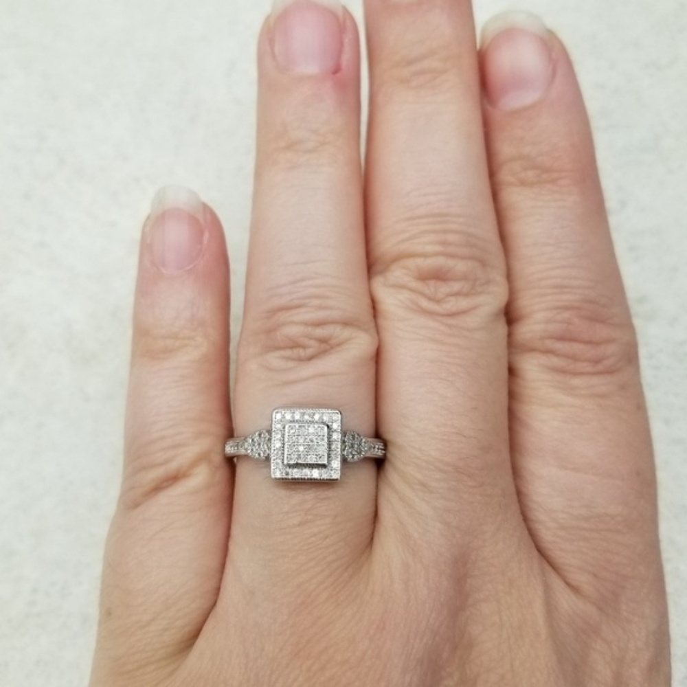 Sterling Square Pave Ring - Picture 8 of 8
